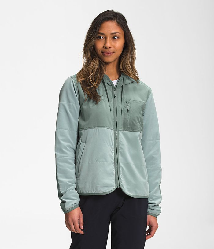 The North Face Womens Puffer Jacket Mountain Sweatshirt Hoodie 812ERIQLS - Silver Blue